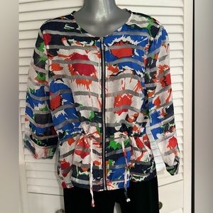 Ruby Rd. Petite size 8 burnt floral designed sheer jacket with waist cinch